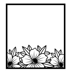 Wall Mural - Floral square frame svg, Flower monogram border svg