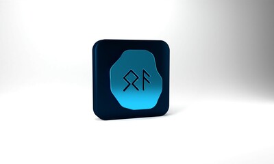 Wall Mural - Blue Magic runes icon isolated on grey background. Blue square button. 3d illustration 3D render