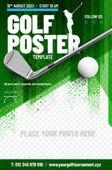 Wall Mural - golf poster template with club and ball