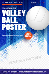 Wall Mural - Volleyball poster template with ball and place for your photo