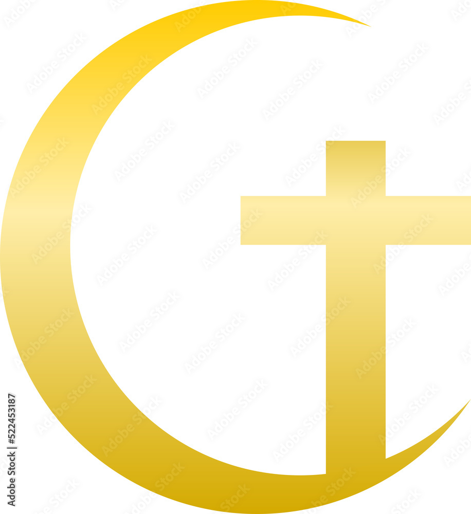 True Light Moon Crescent Moon With Cross Symbol
