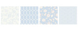 Fototapeta Boho - Set of delicate light blue and white wedding stationery seamless patterns. Vintage floral pattern. Hand drawn.