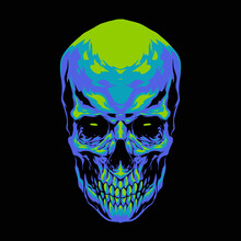 Blue Skull Head Illustration Vector 