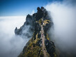 © RooM The Agency - Aerial view of footpath on Pico do Arieiro above clouds, Madeira, Portugal