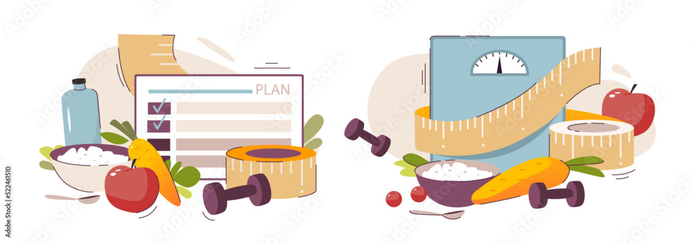 Nutritionist concept. Weight loss program and diet plan. Diet therapy ...