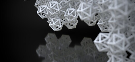 3d computer generated fractal abstract geometric object details isolated on infinite background