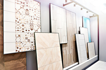 Ceramic tile collection in hardware store