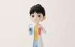 © Vink Fan - 3D cartoon female analyst with chemical vessel, 3d rendering.