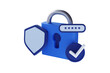 © Igor - Banner with cyber security 3d render illustration of a shield with padlock. User Account protection on white background