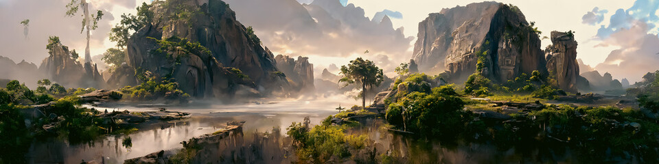 artistic concept painting of a beautiful sci-fi landscape, with a future thing in the background. te