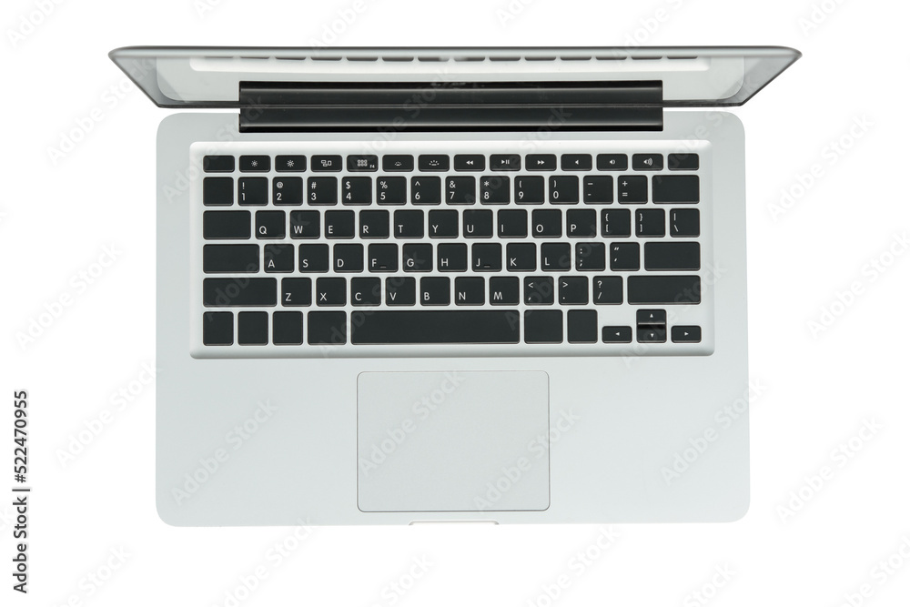 Computer Picture Top View Laptop computer top view isolated on white background with clipping ...