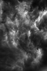 Cloudy stormy black and white dramatic sky background