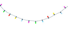 Christmas Lights String Isolated On White Background With Clipping Path.