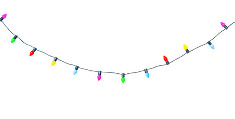 Wall Mural - christmas lights string isolated on white background with clipping path.