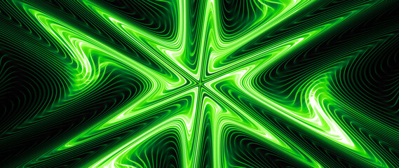 Wall Mural - Green glowing futuristic technology star shape abstract background