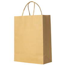 Recycled Brown Paper Shopping Bag Mockup, Cutout.