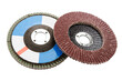 Sandpaper disk. flat sandpaper sanding grinding polishing wheels blades isolated on white with clipping path.