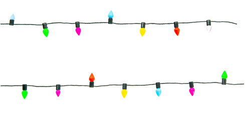 Wall Mural - christmas lights string isolated on white background with clipping path.