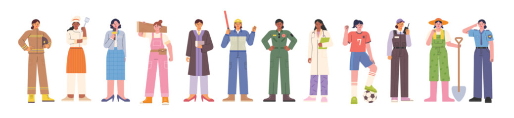 Wall Mural - Female characters of various occupation. female expert. flat design style vector illustration.