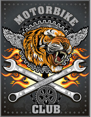 Canvas Print - vintage tiger motorcycle label