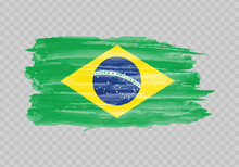 Watercolor Painting Flag Of Brazil