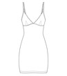 Slip dress fashion flat sketch vector drawing. Cad mockup.
