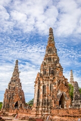 Wall Mural - The Prang in Wat Chaiwatthanaram. A Buddhist temple in the city of Ayutthaya Historical Park, Thailand, on the west bank of the Chao Phraya River. was constructed in 1630 by the king. 