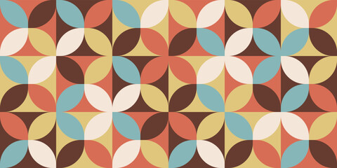 Poster - Dector and decoration from geometric shapes. Abstract petals in square tiles. Vector print for the interior.