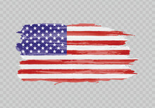 Watercolor Painting Flag Of United States