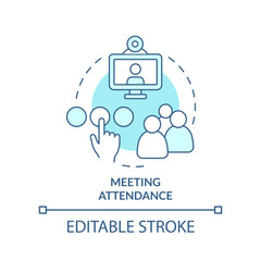 Poster - Meeting attendance turquoise concept icon. In site and remote. Workplace and schedule abstract idea thin line illustration. Isolated outline drawing. Editable stroke. Arial, Myriad Pro-Bold fonts used