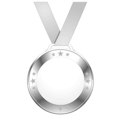 Wall Mural - Silver star medal isolated on white background