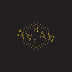 BL beauty hexagon wedding initial logo which is good for digital branding or print