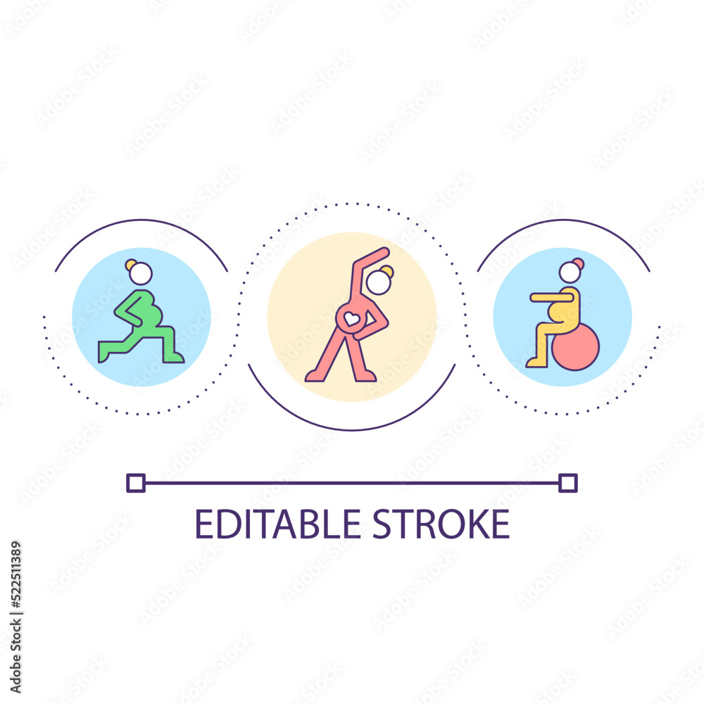 Pregnance Loop Image vectorielle Stock Workout during pregnancy loop concept icon ...