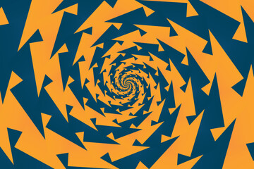 Poster - Beautiful abstract illustration of a spiral of geometric shapes in yellow, orange and dark blue. Template for cover, flyer or banner. High quality illustration. Vector EPS 10 pattern