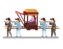 Korean Traditional Palanquin Aka Gama For Royal People Or Wedding Ceremony Illustration Vector