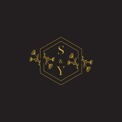 SY beauty hexagon wedding initial logo which is good for digital branding or print