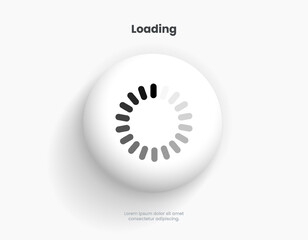 Poster - 3d loading icons. Waiting symbol sign. Round circle process, load, progress bar for upload, download, mobile app, website, UI UX