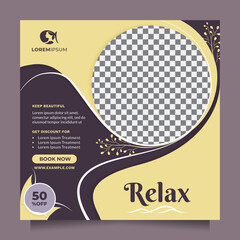 Wall Mural - stylish beauty care center promotion design social media post and banner. square vector template con