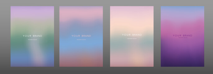 Poster - Abstract fluid gradient background vector set. Minimalist style cover with pace for text. Smooth blurred light color graphic design template colorful and liquid.