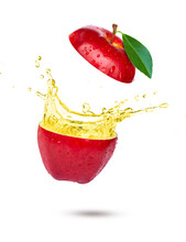 Red Apple With Apple Cider Vinegar Or Juice Splash 
