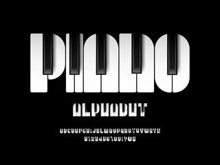 Aufkleber - vector of music piano style alphabet design with uppercase, numbers and symbols