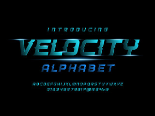 Fototapete - Speed racing style alphabet design with uppercase, numbers and symbol