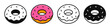 Airy fresh donut vector set. Glazed ring doughnut, sweet pastry icon, logo design for bakery or donut vendors
