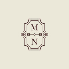 Wall Mural - MN vintage initial monogram logo which is good for digital branding or print