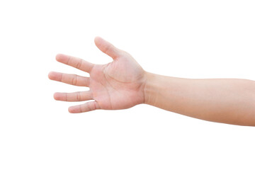 Wall Mural - Man hand showing five count isolated on white background with clipping path