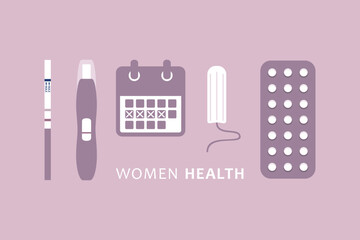 Wall Mural - women health contraception and hygiene info graphic