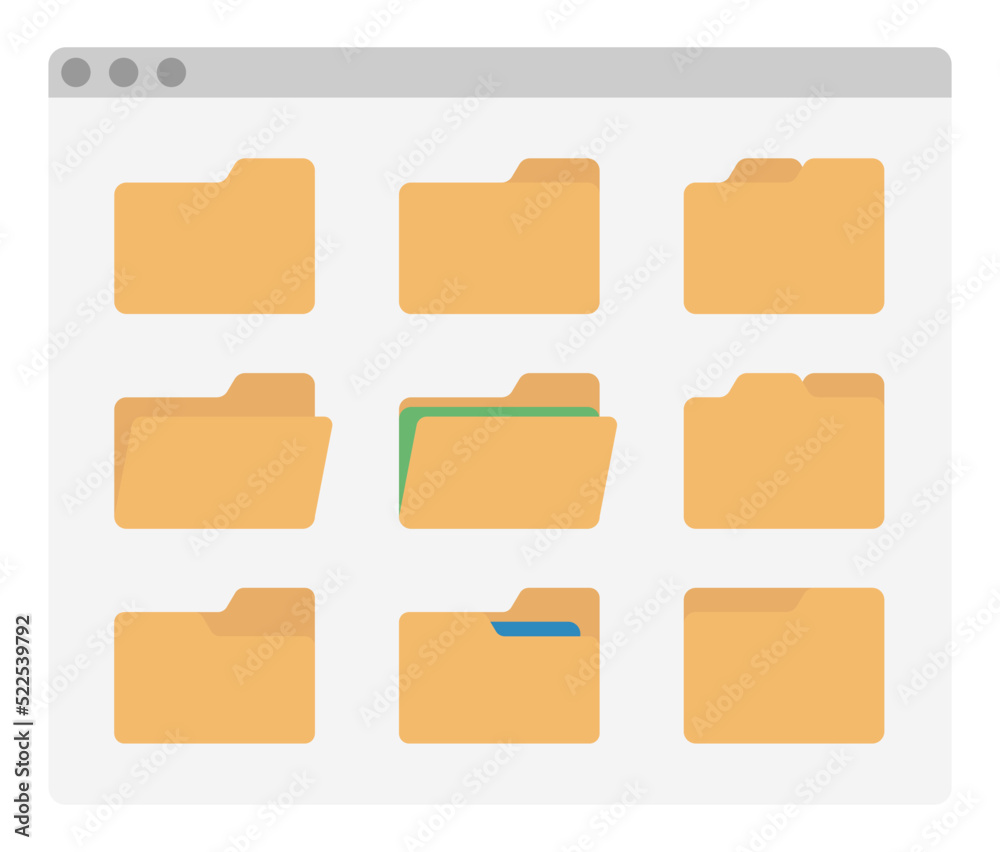 desktop interface window with folders shape icon isolated simple ui ...