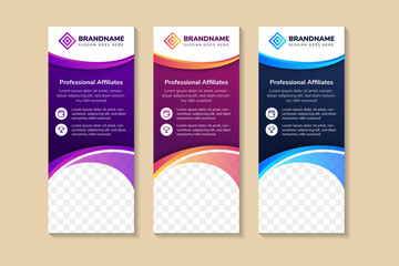 Wall Mural - roll up banners template design with headline is professional affiliate. space of photo and text. ad