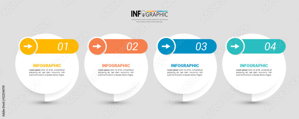 Circle infographic elements with 4 steps Stock Vector | Adobe Stock