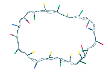 Wall Mural - string of christmas lights isolated on white background with clipping path.